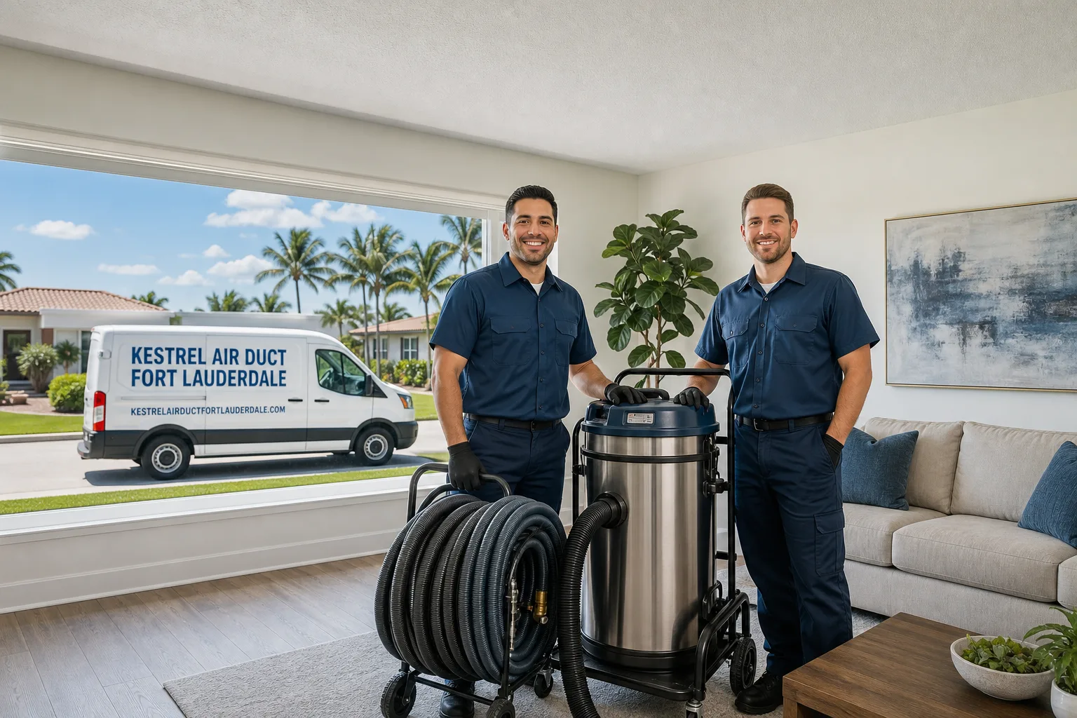 Kestrel Air Duct Fort Lauderdale air duct cleaning service vehicle and crew in Fort Lauderdale, FL